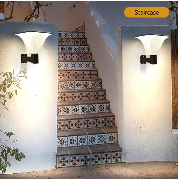outdoor solar wall sconce light with 6000mah battery, 1400lm brightness, 4 modes, and 180° motion sensor for garage, porch, and patio - NoxLumin - 5