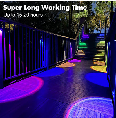 Solar Fence Lights Outdoor, RGB & Warm White LED Wall Lights 60LM, 10+ Hours Auto On/Off, IP65 Waterproof Decorative Lighting for Garden, Patio & Yard