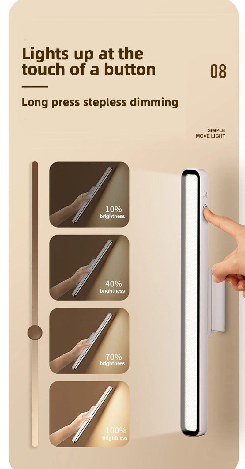 lampe de bureau magnétique suspendue à intensité variable | alimentation par batterie rechargeable par usb | idéale pour la chambre, la lecture nocturne ou comme lampe de surveillance - NoxLumin - 10