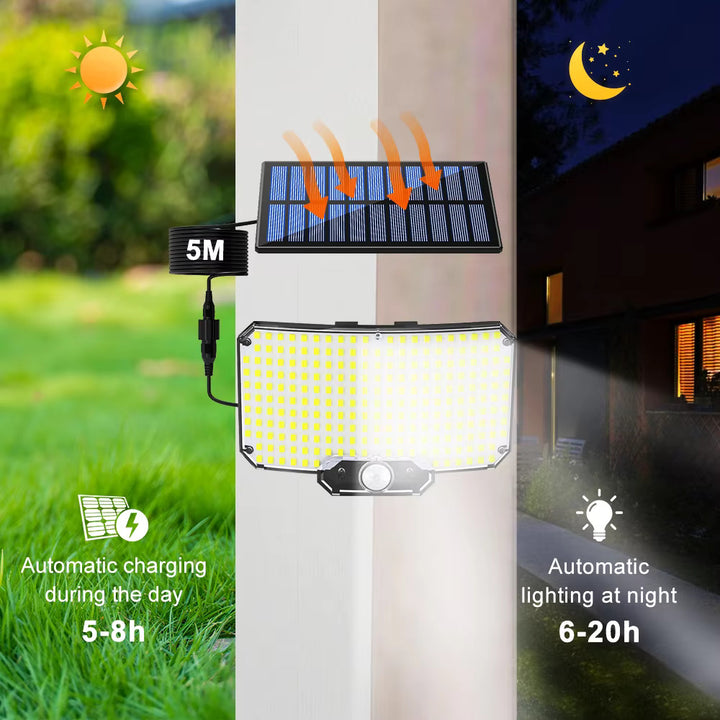 super bright outdoor solar light with motion sensor | strong power led garden wall lamp | ip65 waterproof | 3 working mode - NoxLumin - 4