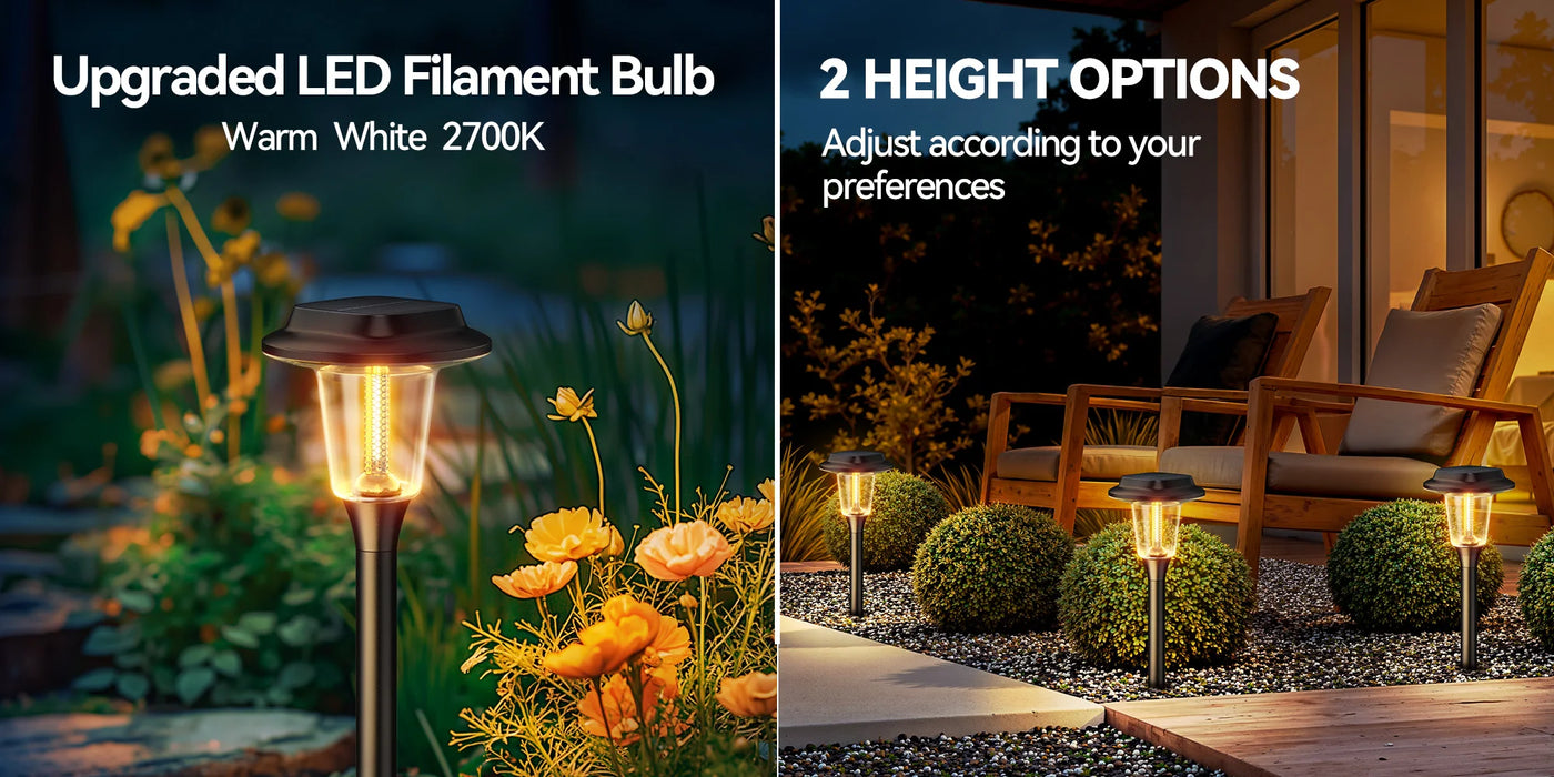 solar garden lights outdoor, 800mah 30lm super bright led landscape lighting with auto on/off for walkway, patio, lawn - NoxLumin - 4