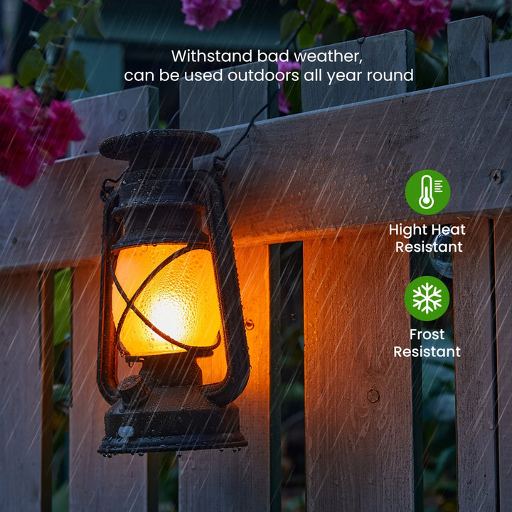Vintage Solar Lantern Outdoor, Auto On/Off LED Flickering Flame &amp; Stable Light, IPX5 Waterproof, Hanging &amp; Tabletop Decorative Lamp | NoxLumin