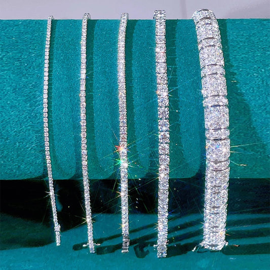 3/3.5/4/5mm Real Moissanite Bracelet Sparkling Luxury Wedding Party Jewelry