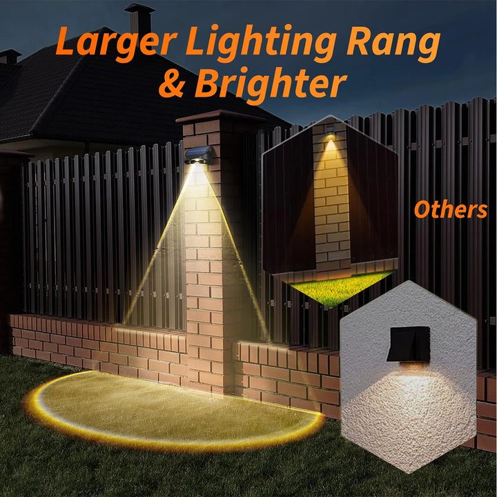 Solar Fence Lights Outdoor, RGB &amp; Warm White LED Wall Lights 60LM, 10+ Hours Auto On/Off, IP65 Waterproof Decorative Lighting for Garden, Patio &amp; Yard | NoxLumin