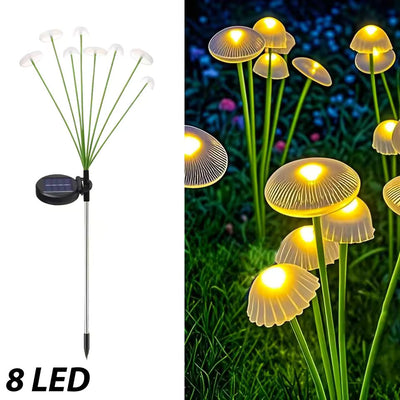 Solar Mushroom/Jellyfish LED Stake Lights Outdoor Garden Decor, Auto On/Off, Warm/RGB Light Colors, 600mAh, IP65 Waterproof for Patio, Lawn & Yard