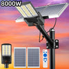 Commercial solar flood light system with dual solar panels and a large LED lamp for high-output outdoor area lighting