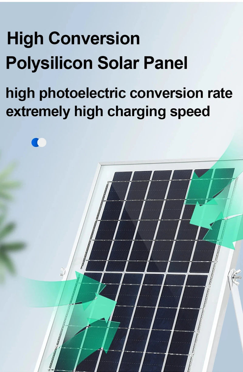 Commercial solar light installation graphic showing elevated wall mounting for broad outdoor lighting coverage
