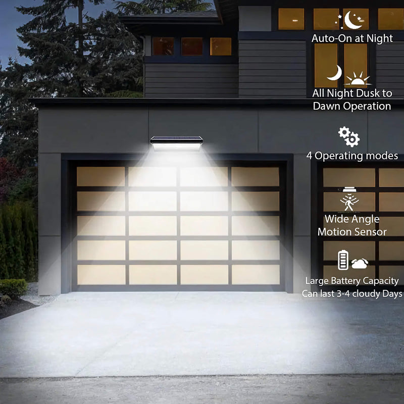 Applique murale solaire LED extérieure avec détecteur de mouvement | 450 ~ 1100 lumens | Idéale pour l& | NoxLumin