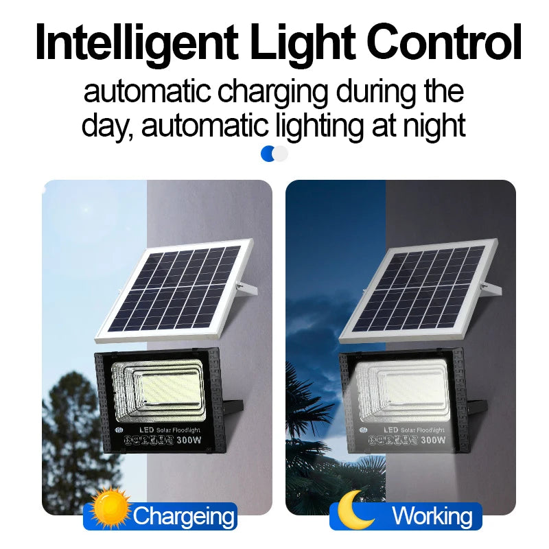 IP67 solar street light demonstrating broad nighttime illumination coverage across an outdoor yard or roadway area