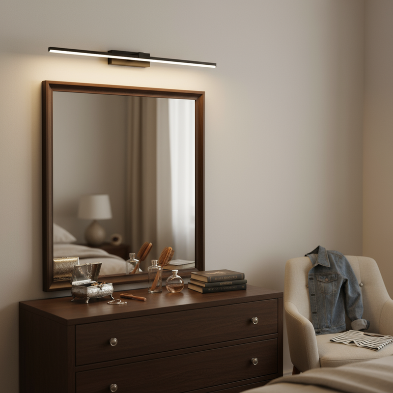 LED wall light above bedroom dresser | NoxLumin