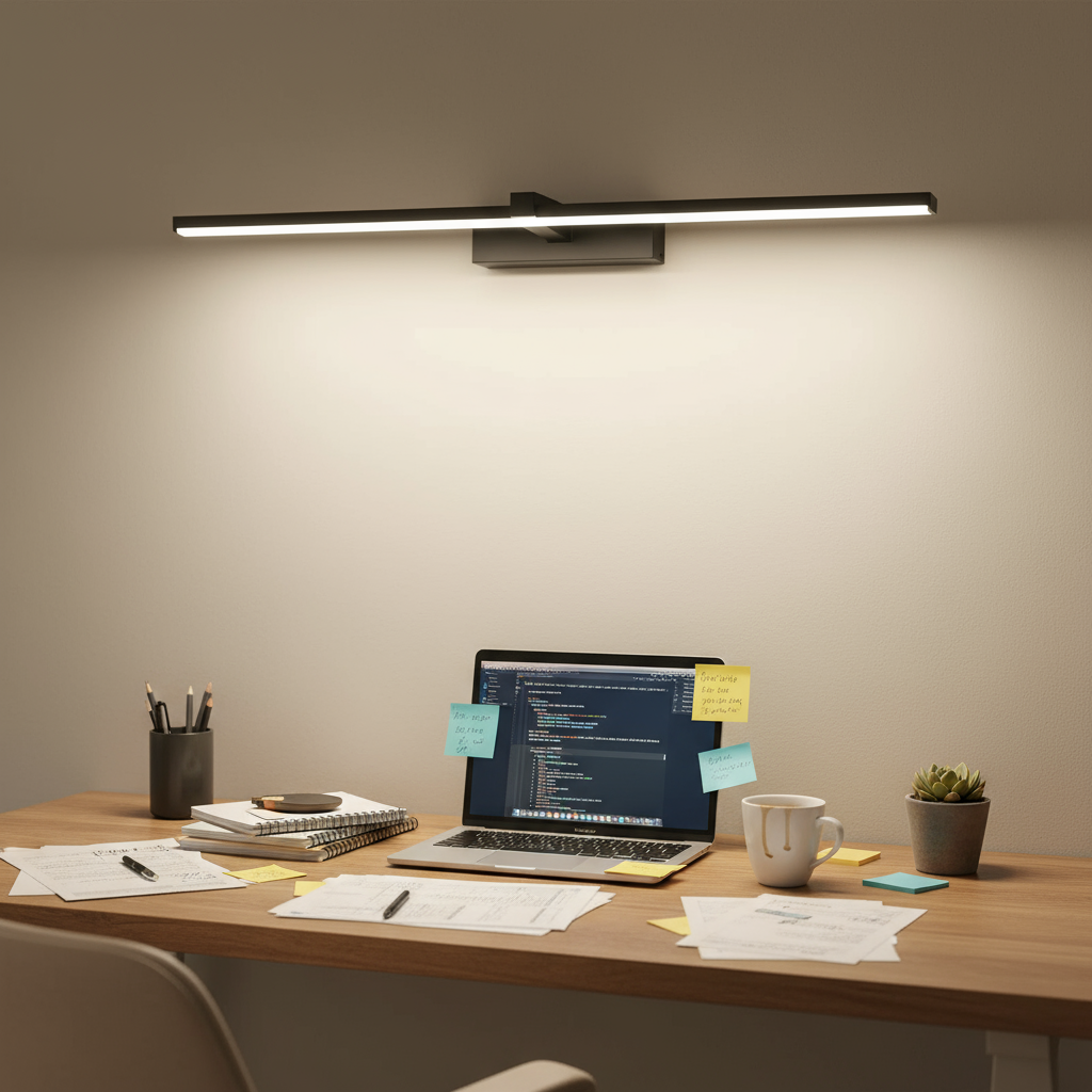 LED wall light above home office desk | NoxLumin