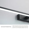 Vista funcional de una luz LED lineal de pared con colores seleccionables para espejos de baño y paredes interiores