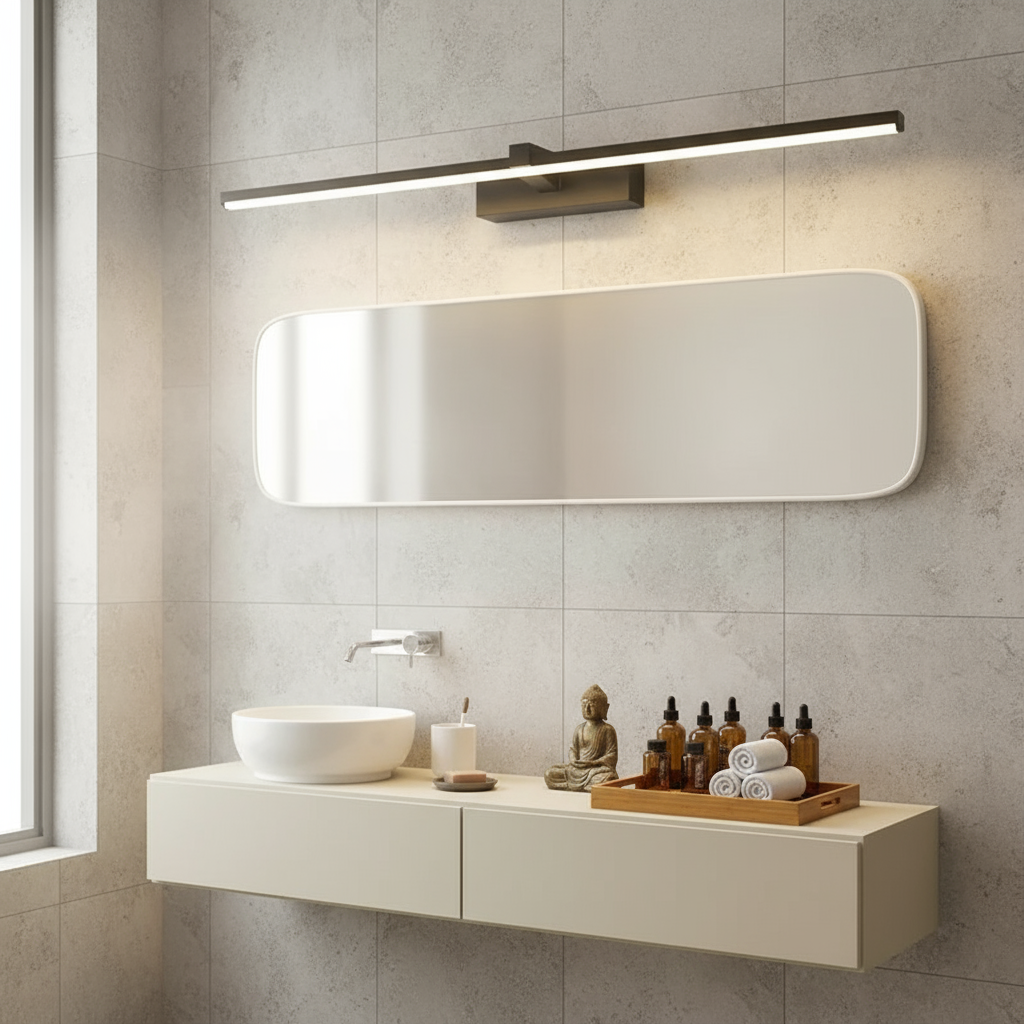 LED wall light in spa-like bathroom | NoxLumin