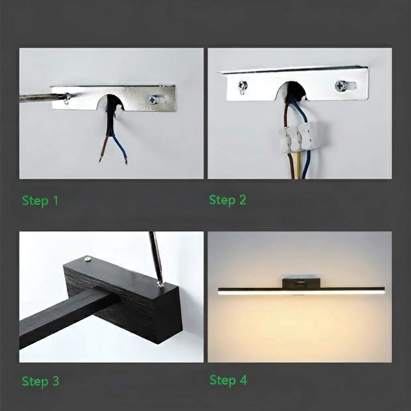 Luz LED delgada de pared usada como iluminación moderna ambiental y de trabajo en un interior contemporáneo