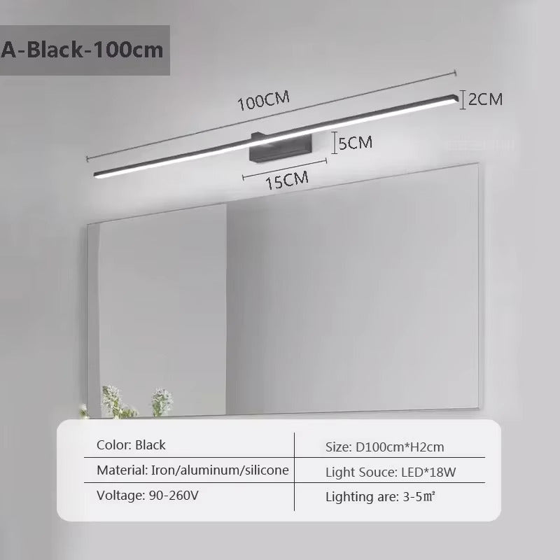 Luz LED lineal de pared con base de montaje y barra delgada para instalación interior moderna