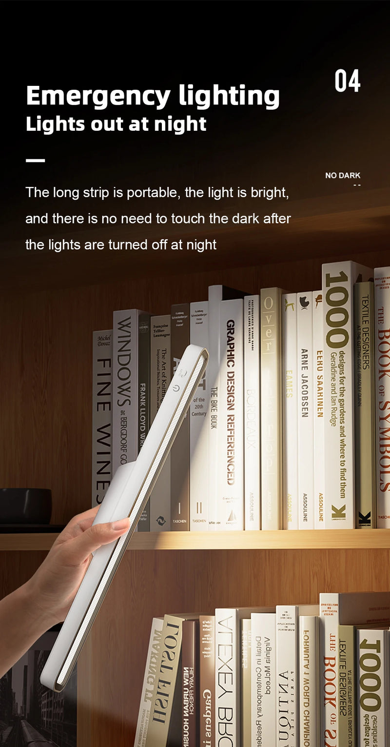 Magnetic desk lamp installation graphic showing removable mounting for flexible wall, shelf or bedside placement