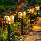Mini luz solar de camino con forma de casa, LED blanco cálido y estaca para decoración de jardín y césped