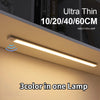 Rechargeable motion sensor cabinet light product view showing the slim LED bar design available in black and silver finishes