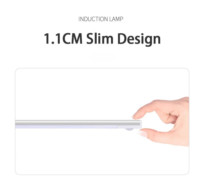 Rechargeable motion sensor cabinet light with magnetic mounting components for tool-free indoor installation