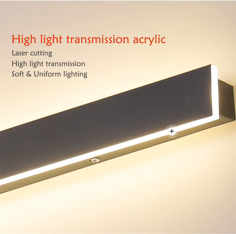 Outdoor linear LED wall light demonstrating a clean architectural beam effect on an exterior wall after dark