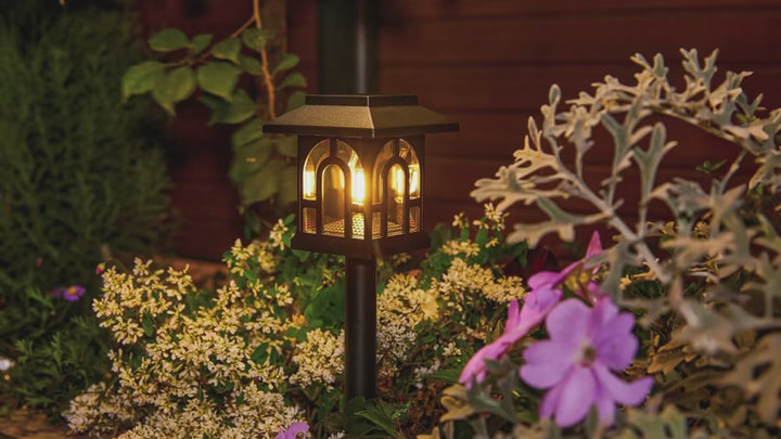 Mini House-Shaped Solar Pathway Lights Outdoor,  600mAh 8-10H Warm White LED Solar Powered Lights for Yard, Lawn, Path | NoxLumin