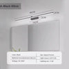 Vista de una luz LED lineal plateada de pared con diseño minimalista para espejo de baño y maquillaje