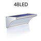 Variante plateada de 48 LED de la luz solar de pared con sensor de movimiento y panel LED más grande