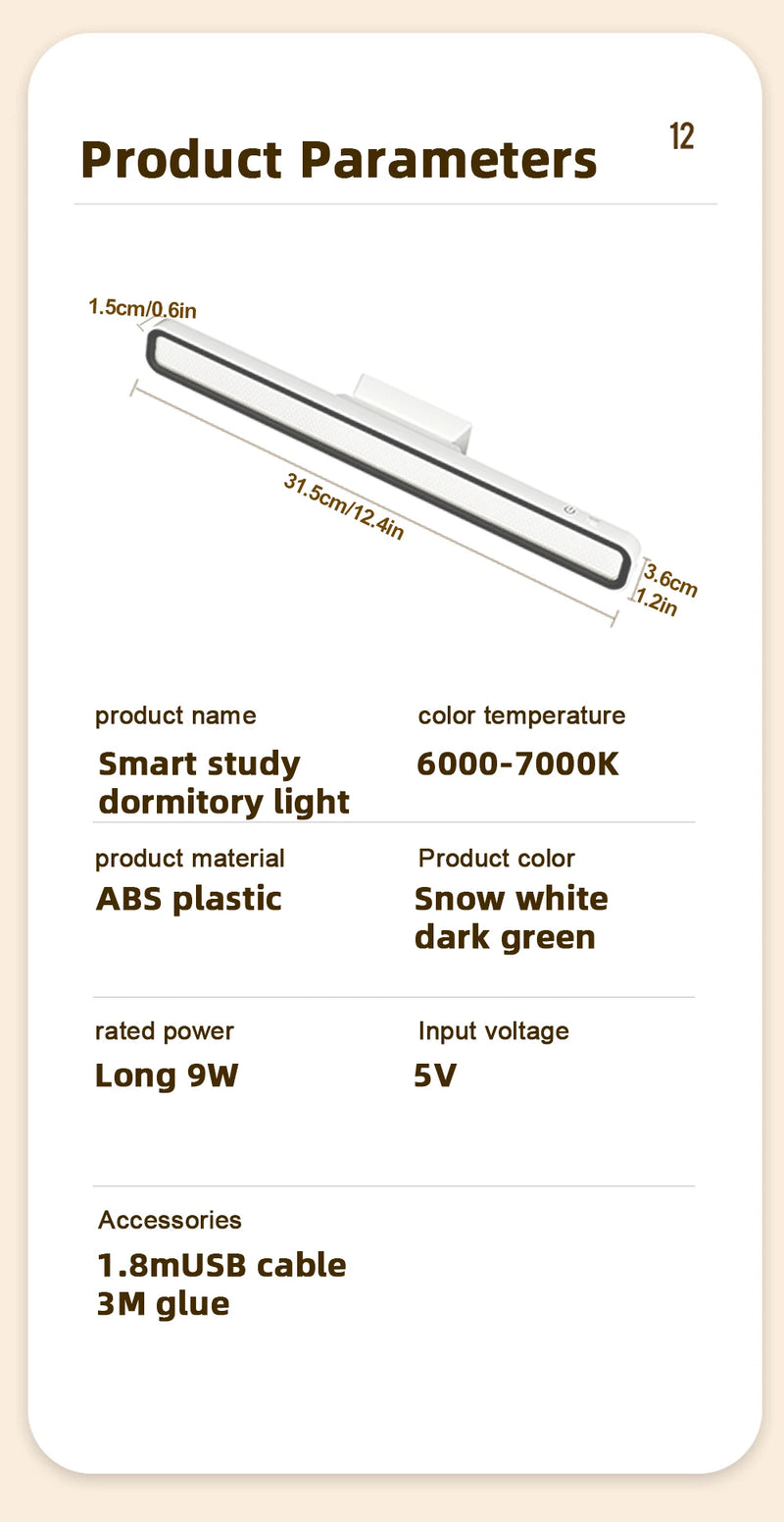 Close product view of a slim magnetic LED desk lamp with a compact bar-shaped body for modern indoor lighting
