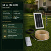 10 m Smart Solar COB-Lichtschlauch-Set mit 3.200 LEDs, Solarpanel, schwarzem Kabel und Fernbedienung in einem sonnigen Hinterhof