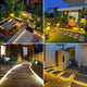 Iluminación solar COB blanco cálido a lo largo de patios y senderos de jardín