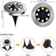 Solar disk light measuring 11.7 cm wide and 13 cm tall with three-step stake assembly