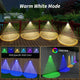 Gráfico de modos de la luz solar para valla con blanco cálido, colores RGB individuales y efectos Flash o Fade