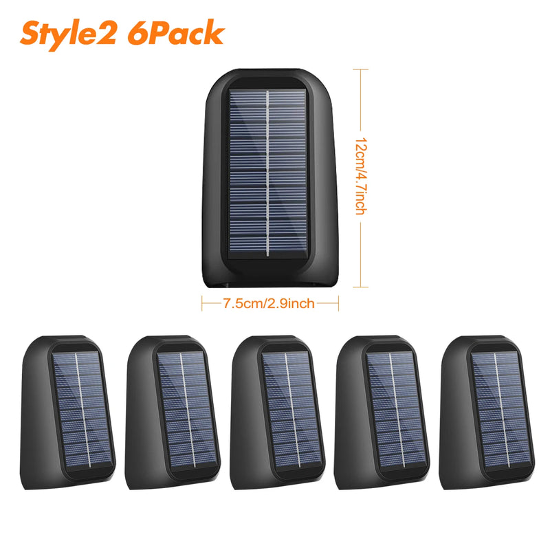Multiple solar fence lights arranged as a set for consistent lighting along longer fences, walls, decks and patio boundaries