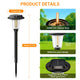 Solar garden light demonstrating a warm downward pool of light on the ground for nighttime pathway and lawn illumination