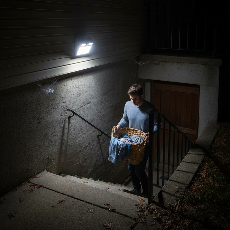 Solar light above basement entrance | NoxLumin
