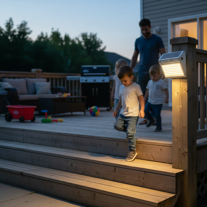 Solar light on deck stairs | NoxLumin
