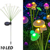 Ten-branch RGB solar mushroom garden stake light shown as one ground-stake fixture