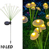 Ten-branch Warm White solar mushroom garden stake light with ten illuminated flexible branches