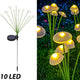 Ten-branch Warm White solar mushroom garden stake light with ten illuminated flexible branches