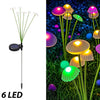 Six-branch RGB solar mushroom garden stake light with six illuminated flexible branches
