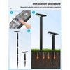 Solar pathway light with pointed ground stake shown for simple installation in lawns, flower beds and pathway edges