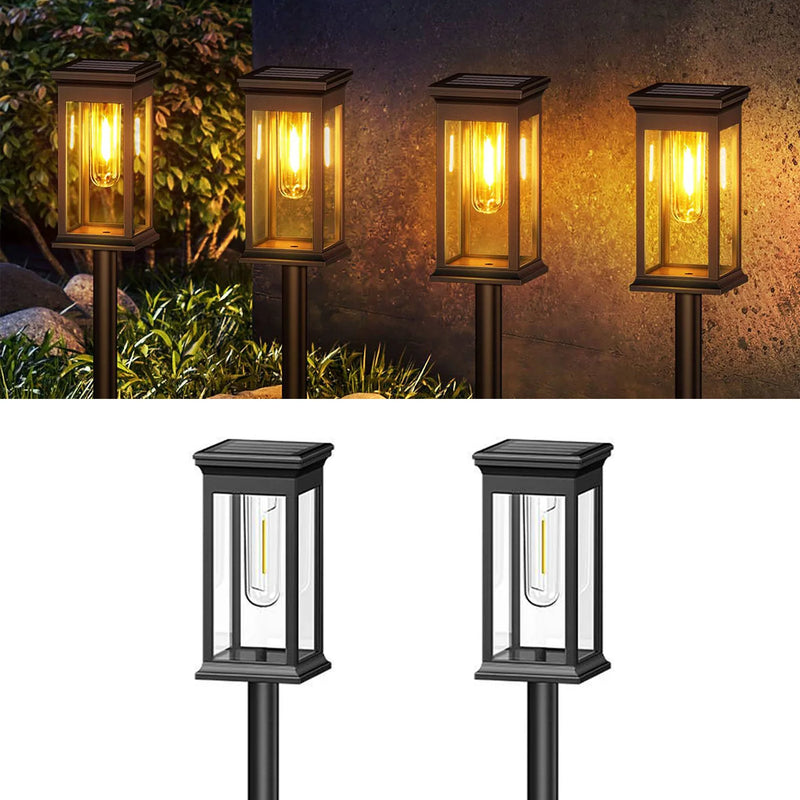 Luz solar de camino con poste desmontable y estaca puntiaguda para instalación sencilla en el suelo