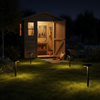 Solar pathway lights marking path to garden shed