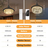 Hanging solar pendant lamp demonstrating broad downward illumination across an indoor work or storage area