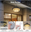 Close-up product view of the solar pendant lamp showing its broad LED light surface and hanging fixture design