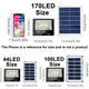 Comparación de tamaños de los focos y paneles solares de 44, 100 y 170 LED