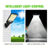 Solar street light diagram illustrating motion-sensor detection and automatic illumination for outdoor security areas