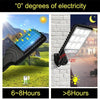 Solar sensor street lamp feature graphic showing three lighting modes for motion-activated outdoor illumination