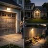 Gráfico de un aplique solar con sensor de movimiento destacando la iluminación automática de seguridad en exteriores residenciales
