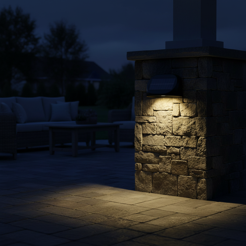 Stone Patio Column Night | NoxLumin